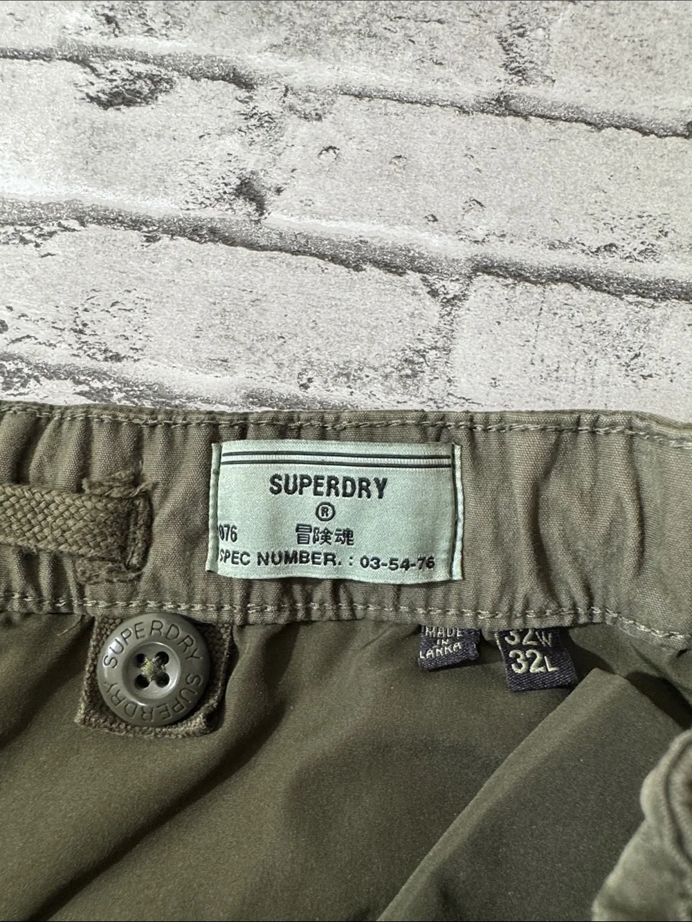 Superdry womens 32 x 32 parachute grip olive green cargo trouser pants EUC